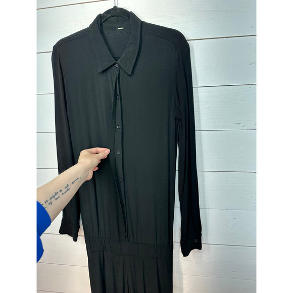 MONROW / Revolve - Small - Crepe Long Sleeve Jumpsuit in Black - Picture 6 of 13
